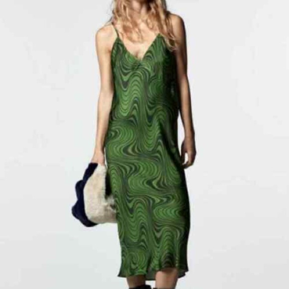 Zara Psychedelic Midi Slip Dress Size M